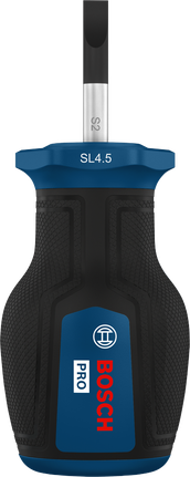 Tua vít Bosch PRO Stubby SL1.0x4.5 có tay cầm tiện dụng.